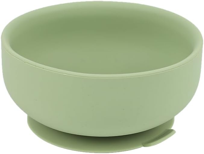 Silicone Baby Feeding Set | BPA-FREE |9 PCS Baby Led Weaning Supplies Self Feeding Utensils | Divided Suction Plate Bowl Bib Training Sippy Cup Spoon Fork (Green)