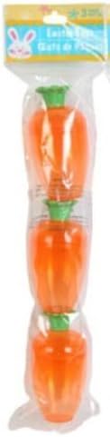 Easter Happy Basket Kids Toddlers Children Pre Made Eggs Clear Carrot Shaped Eggs 3 Fillable Treat Containers Orange