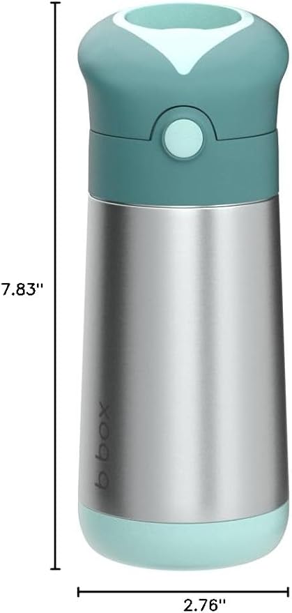 b.box 12 oz Insulated Water Bottle - Keeps Drinks Cold 8 Hours, Warm 6 Hours, Triple Wall Stainless Steel Kids Water Bottle w/Free Flow Silicone Straw, Leakproof & Dishwasher Safe