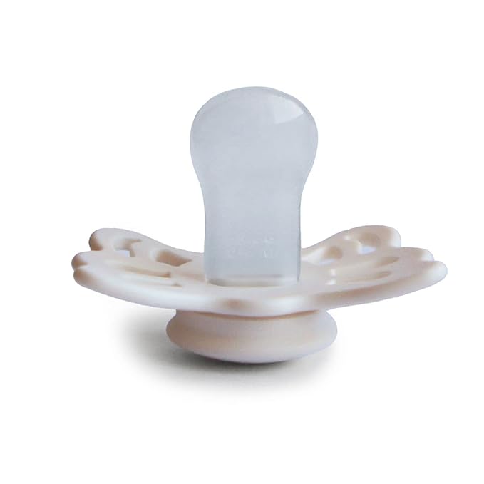 FRIGG Butterfly Anatomical SilkySoft Silicone Baby Pacifier | Made in Denmark | BPA-Free (Cream/Sage, 0-6 Months)