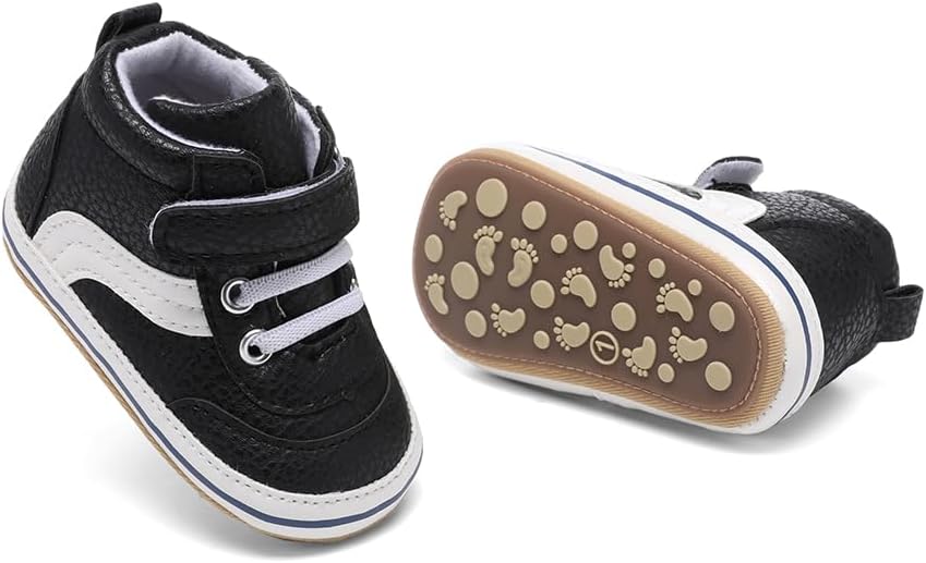 Clowora Baby Boys Girls Shoes Non-Slip Rubber Sole Sneakers Infant First Walking Toddler Crib Shoes Newborn Loafers Flats.