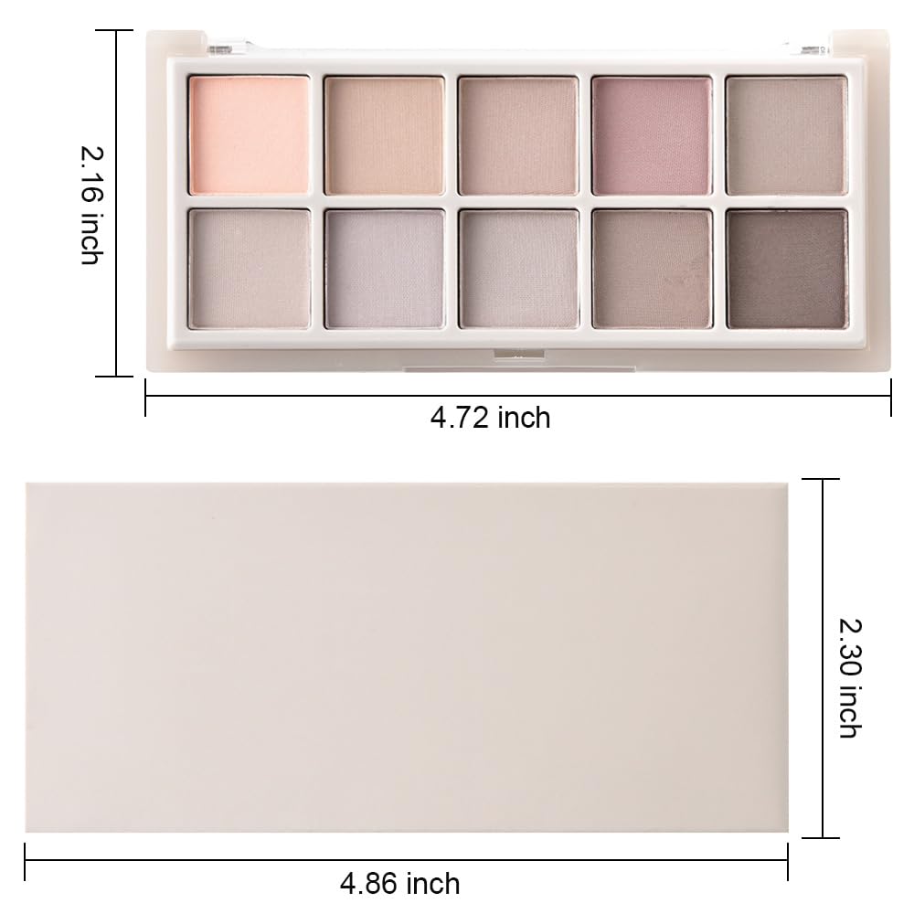 10 Color Matte Neutral Eyeshadow Palette - Neutral Taupe & Grey Brown Shades, Blendable Long-Lasting, Vegan Cruelty-Free Natural Nude Eye Shadow Palette for Women, Professional Makeup Looks