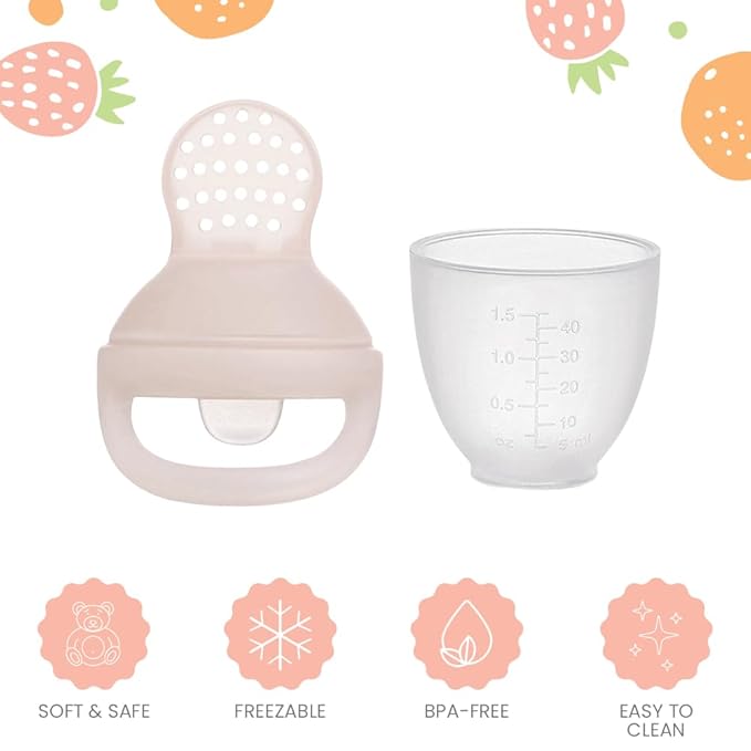 Lulyboo Silicone Fresh Fruit and Veggie Self-Feeder Pacifier for Babies 6+ Months - BPA-Free, Dishwasher Safe, Food-Grade Silicone Baby Food Feeder with Small Holes for Safe, Nutritious Self-Feeding