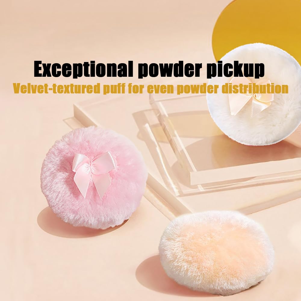 Luxury 4 Inch Glass Loose Powder Container with 2 Soft 3.5" Puffs|Non-Sealed Refillable Organizer Storage for Body Powder Makeup & Jewelry & Setting Applicator(Crown-Colorful)