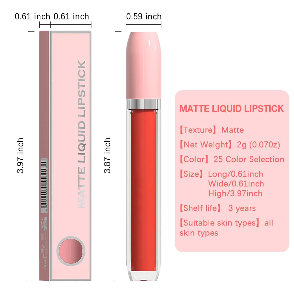 BINGBRUSH Super Matte Longwear No-Budge Stay On Smudge Proof Liquid Lipstick Long Lasting Makeup for Women,Highly Pigmented Color and Instant Shine, Cheeky