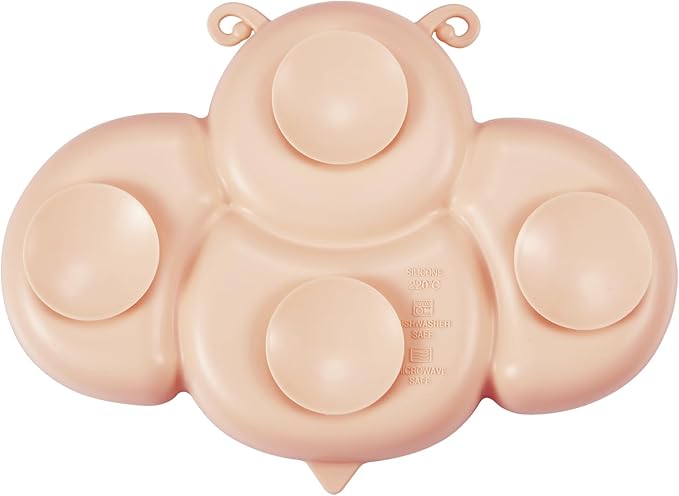 PandaEar 2 Pack Silicone Suction Plates for Toddlers Baby with 4 Spoons Self Feeding, Divided Unbreakable Toddler Plates with Suction, Baby Plates and Utensils Set, Baby Dishes, Green Crab & Pink Bee