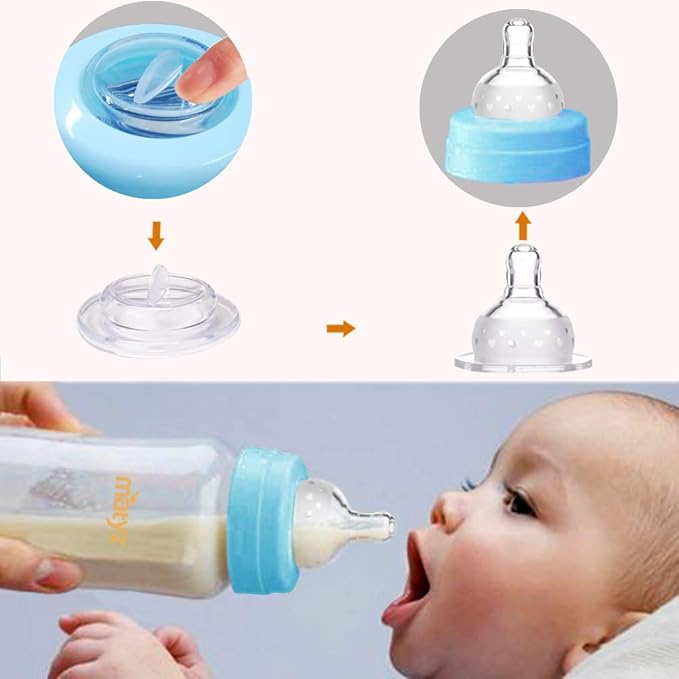 Matyz 6-PACK Breast Milk Storage Bottles (6oz, 3 Colors) - Wide Neck Breastmilk Collection and Storage Bottle - Formula Storage Bottles Compatible With Medela Avent Spectra Pumps