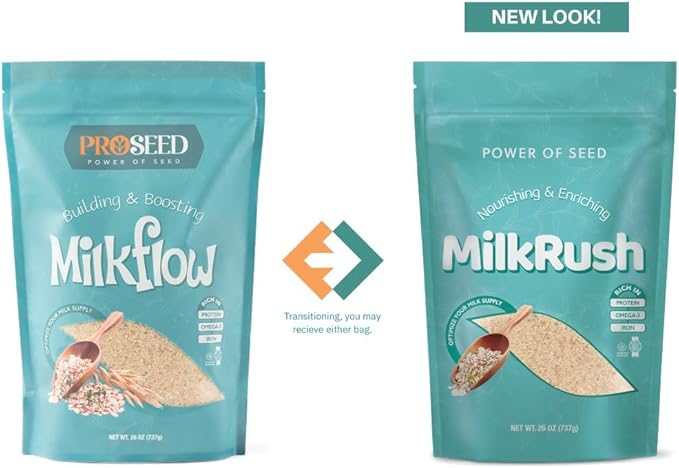 Milkrush Lactation Support for Breastfeeding - Oats Seeds & Almond Lactation Drink Mix - Milk Booster for Breastfeeding Superfood Mix with Omega 3, Iron & Calcium - Kosher Certified - 12oz Bag