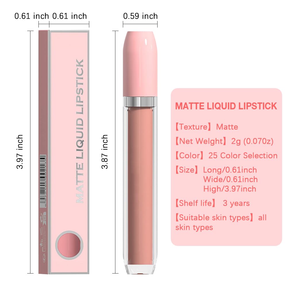 BINGBRUSH Super Matte Longwear No-Budge Stay On Smudge Proof Liquid Lipstick Long Lasting Makeup for Women,Highly Pigmented Color and Instant Shine, Cheeky