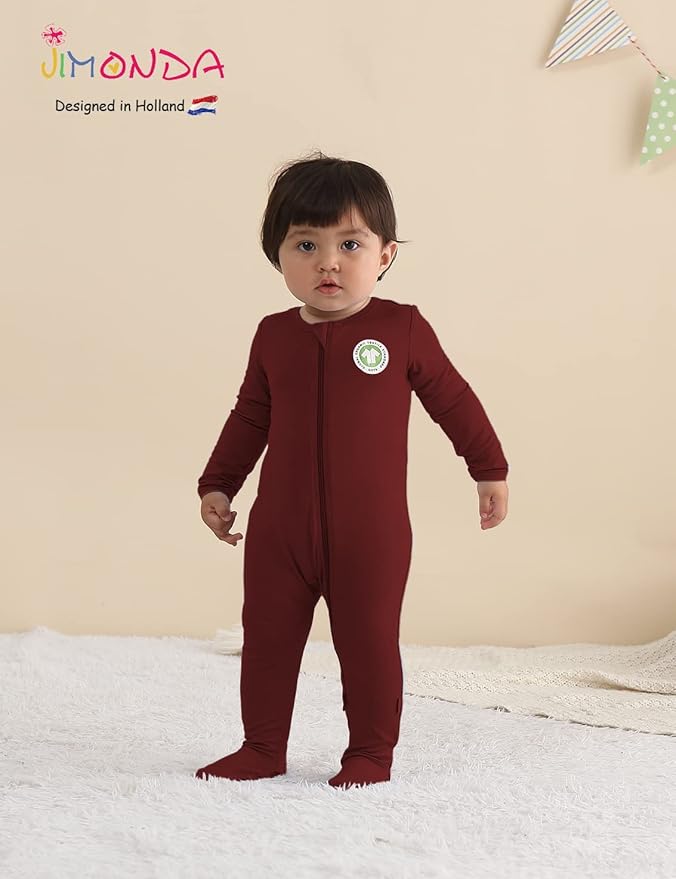 Jimonda Baby Romper Boys Girls Bamboo Pajamas 2-Way Zipper Footed Unisex Zip-Up Sleepers Sleep and Play pjs