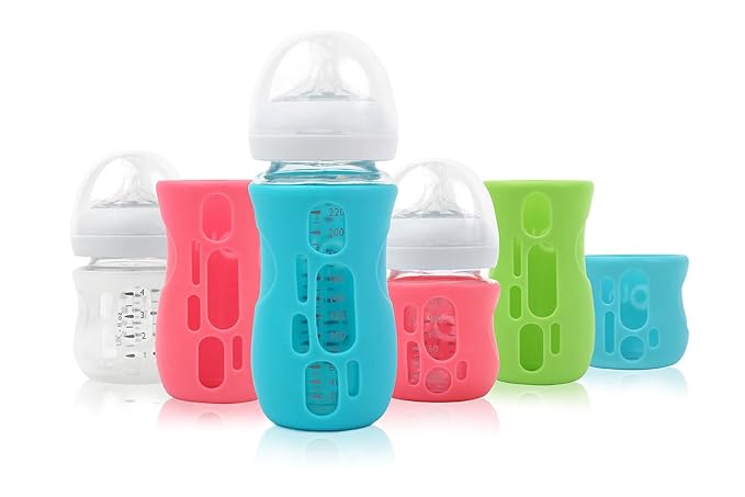 Olababy Silicone Sleeve for Avent Natural Glass Baby Bottles (8 oz, Green)