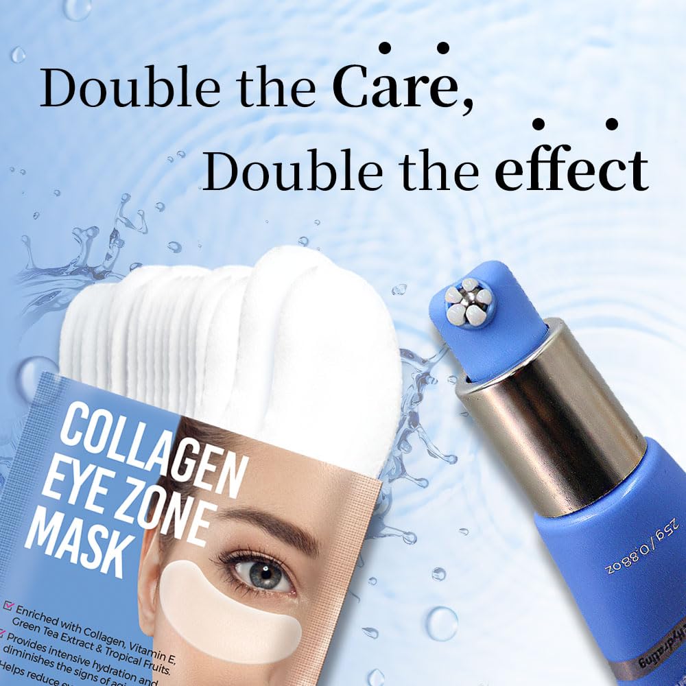 Purederm Revitalizing Eye Gel Serum – Cooling Eye Roller with 5% Volufiline, Caffeine & Vegan Collagen – Reduce Puffiness, Fine Lines & Dark Circles – For All Skin Types – 0.88 oz