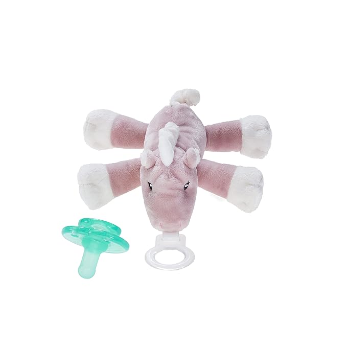 Nookums Paci-Plushies Buddies - Starflower The Unicorn Pacifier Holder - Adapts to Name Brand Pacifiers, Suitable for All Ages, Plush Toy Includes Detachable Pacifier