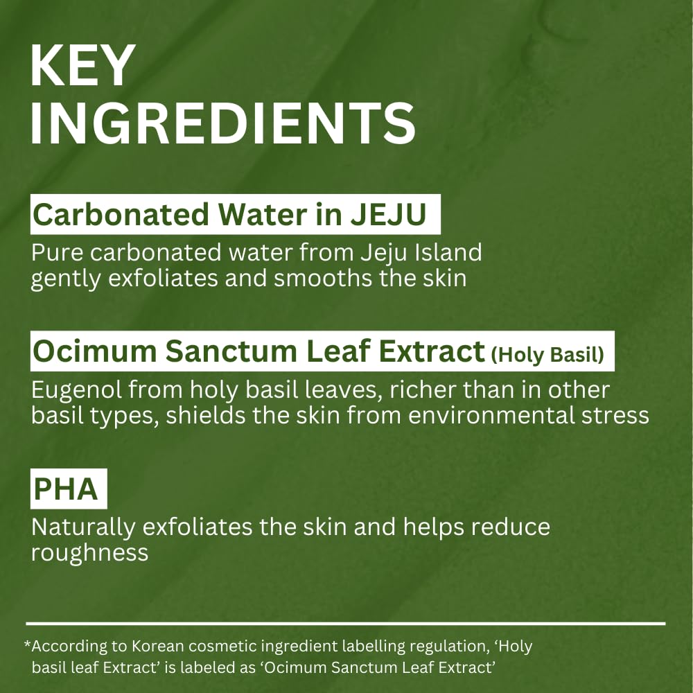 P.CALM Holy Basil Bubble Deep Mask ā Holy Basil & Carbonated Water for Cleansing Pores & Blackheads, Korean Clay to Bubble Wash-Off Pack (90g / 3.17 oz)