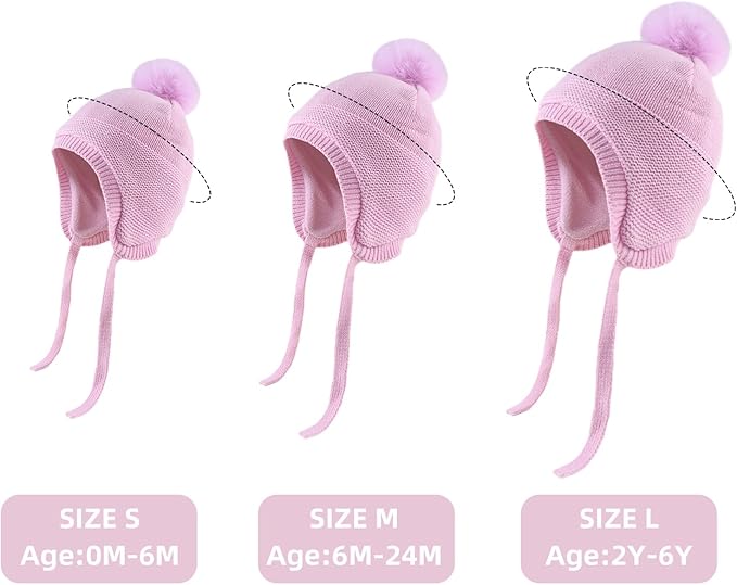 JANGANNSA Basic Winter Baby Boys Beanie Pompom Knitted Girls Hat Kids Earflap Beanies Warm Infant Toddler Hats