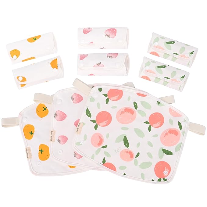 Bebamour Drool and Teething Reversible Cotton Pad For All Carry Positions Baby Carrier White Drool Bib For Boys & Girls(Peach)