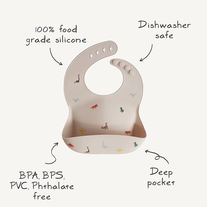 mushie Silicone Baby Bib | Adjustable Fit Waterproof Bibs (Planets)