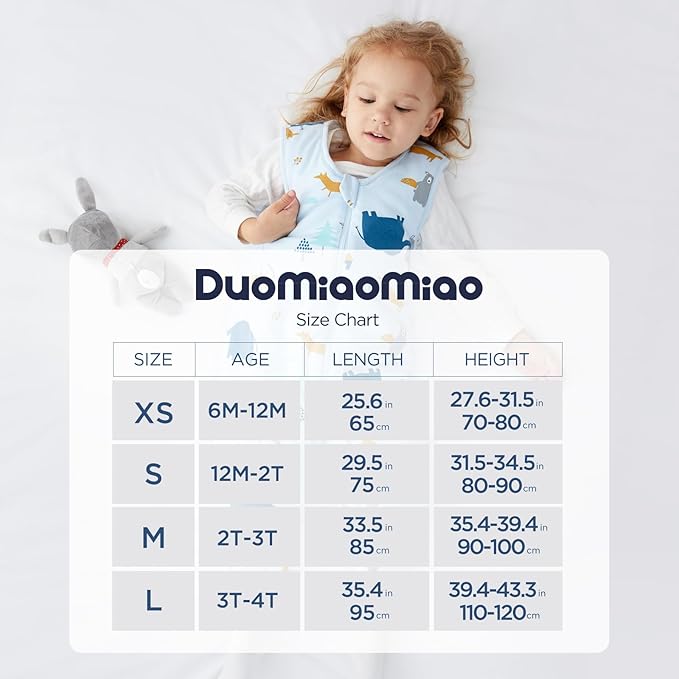 Duomiaomiao 2 Pack 0.5 TOG Toddler Sleep Sack 36-48 Months 100% Cotton Lightweight Baby Sleep Sack with Feet, Breathable Comfy Toddler Wearable Blanket