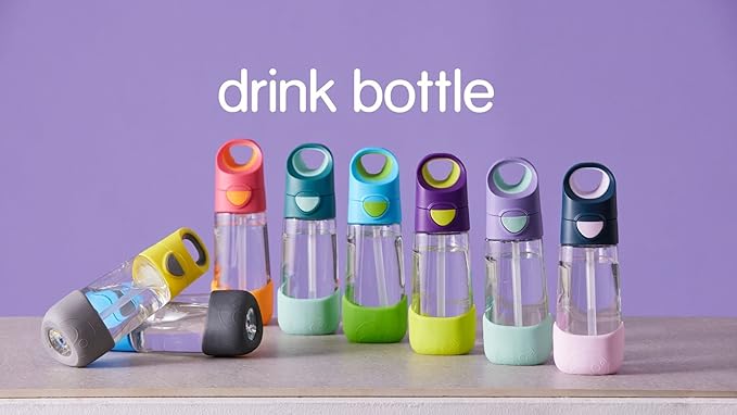 b.box Kids Water Bottle – Tritan Toddler Drink Bottle with Straw for School, Daycare, Travel w/Easy-Grip Triangular Design, Leak Proof Lid & Handle, BPA Free, Dishwasher Safe (Ocean Breeze)