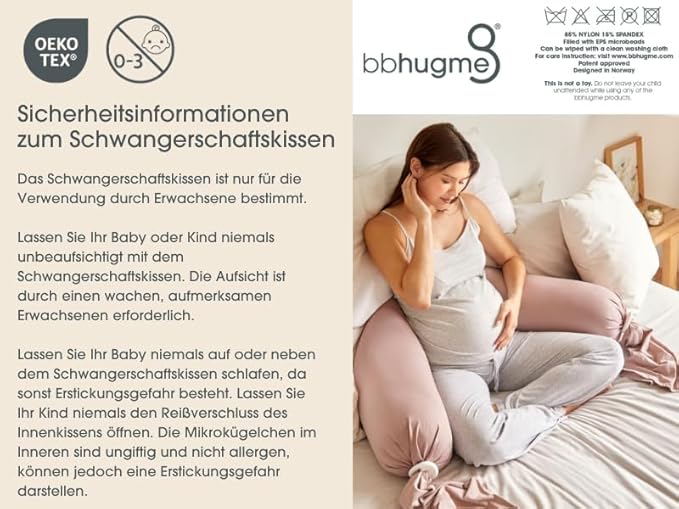 bbhugme Adjustable Pregnancy Pillow – Full Body Support for Side Sleeping - Adjustable Firmness and Shape - Supports Back, Legs, Belly, HIPS for Pregnant Women - Removable Cover - Eucalyptus