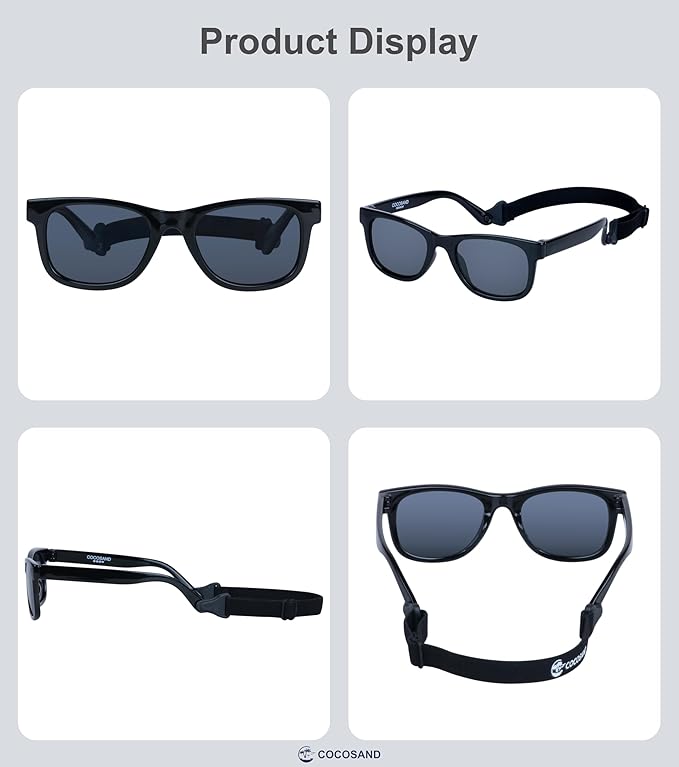 COCOSAND Flexible Baby Sunglasses with Strap Polarized UV Protection for Toddler Infant Newborn Boy Girl Age 0-24 Months