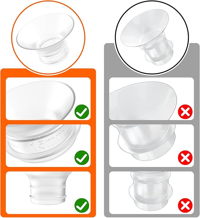 Flange Inserts 15mm 6PCS - Compatible with Momcozy M5/M6/S12 Pro/S9 Pro/V1/V2,Spectra,Medela,Elvie,Lansinoh 24mm Flange - Breast Pump Replacement Pump Parts - BPA Free Silicone,6 Pack
