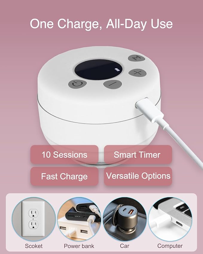 Wearable Breast Pump Hands Free|Electric, Portable & Hands-Free, Super Quiet & Strong Suction, 2 Modes 9 Levels, Easy Clean, Auto Memory, All-Day Battery, 3 Flange Sizes (21mm/24mm/27mm)