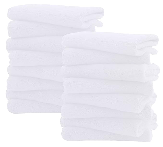 16 Pack Burp Cloths for Baby - 20" by 10" Ultra Absorbent Burping Cloth, Newborn Towel - Milk Spit Up Rags - Burpy Cloths for Unisex, Boy, Girl - Burp Cloths Set (White)