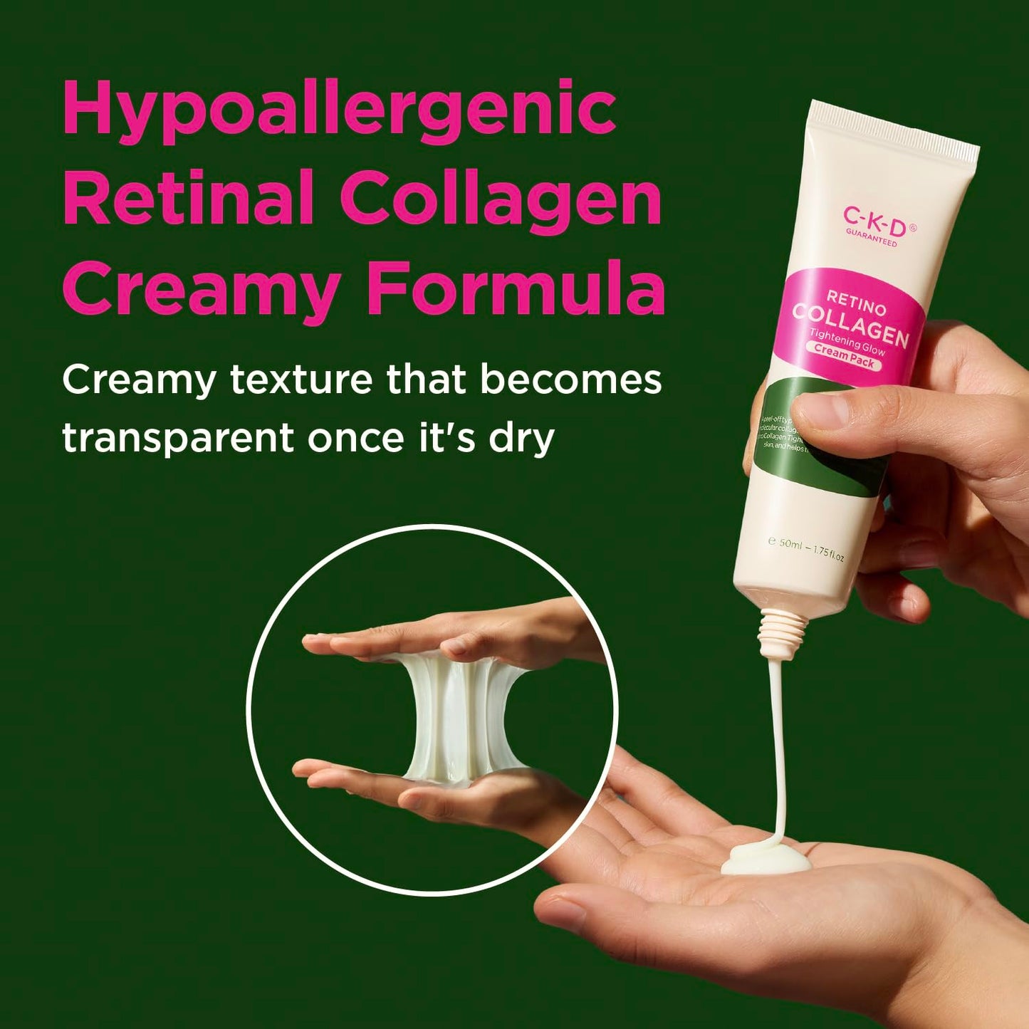 CKD Retino Collagen Creamy Face Mask - Peel-Off Wrapping Mask for Glowing Glass, Pore Tightening, Firming & Elasticity. Low-Molecular Collagen for Deep Absorption. Korean Skin Care. 2.7 fl oz