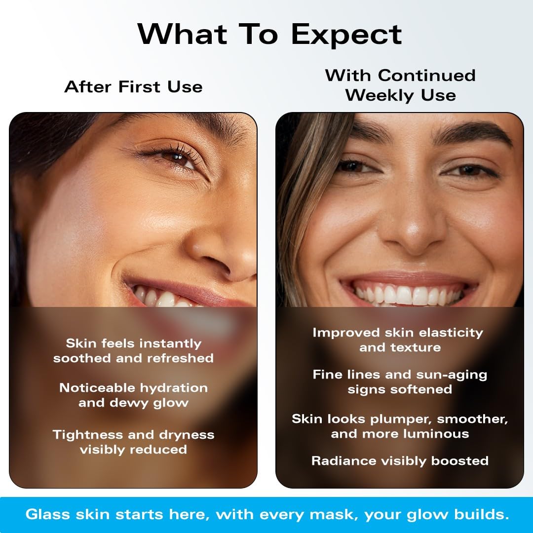 Korean Sheet Mask – Anti Aging Face Mask with NR, Antioxidants & Hydrating Serum – Moisturizing Face Masks Skincare Korean for Glass Skin, Radiance & Sun-Damaged Skin - 5 Mask Count