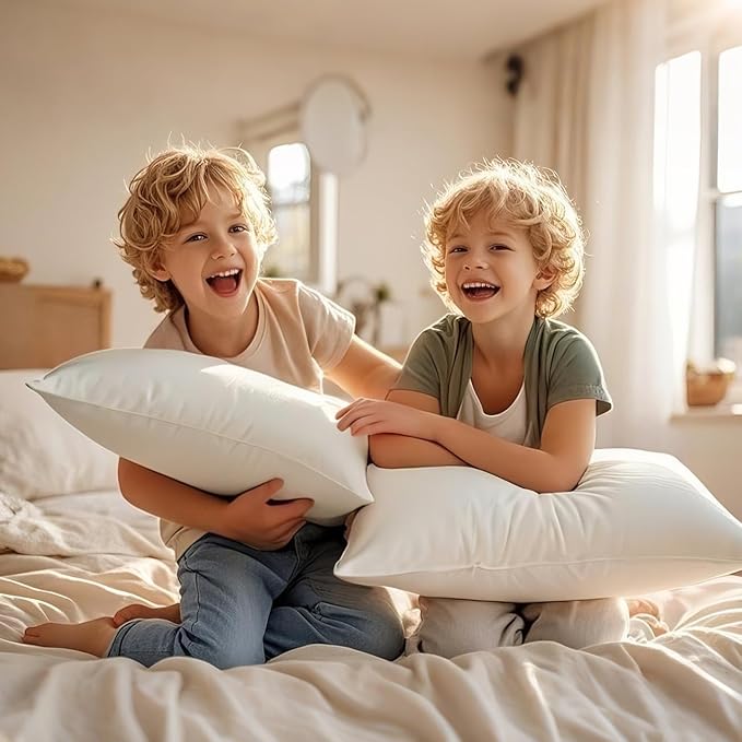 LOFE Organic Kids Pillow - 16x22 Youth Pillow 2 Pack with 100% Organic Cotton Shell, Adjustable Loft Organic plilow, Twin Pillow, Machine Washable, Soft, Perfect for Kids&Youth&Children
