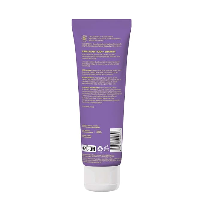 ATTITUDE Shampoo and Body Wash for Kids, EWG Verified, Dermatologically Tested, Plant- and Mineral-Based Ingredients, Vegan, Vanilla & Pear, 8 Fl Oz
