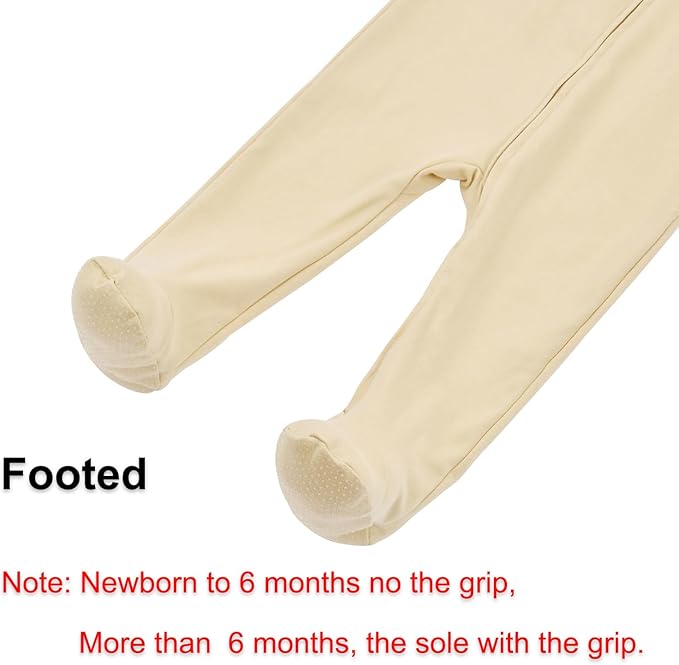 Aablexema Baby Footed Pajamas with Mitten Cuffs Zipper 4-Pack Infant Newborn Cotton Long Sleeve Outfit