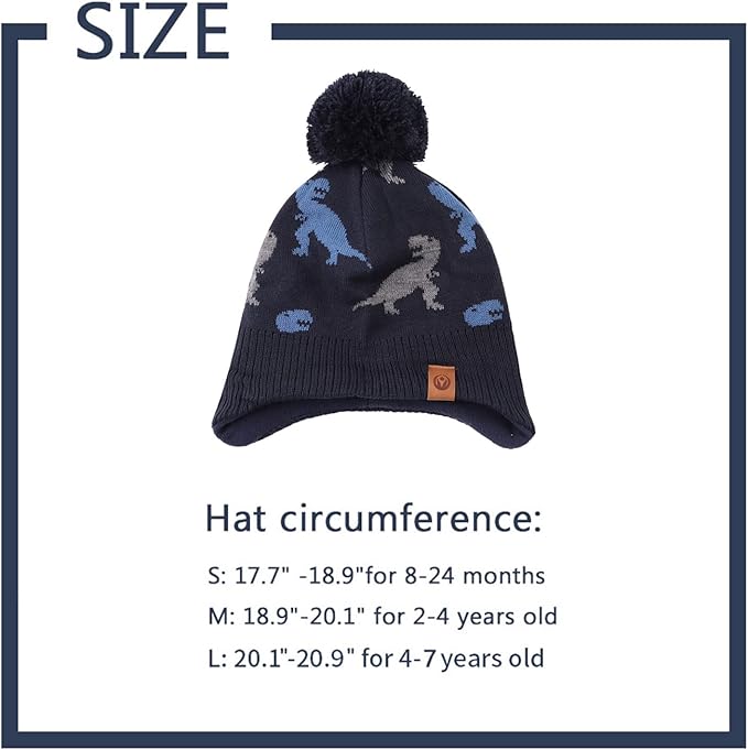 JANGANNSA Knitted Baby Hat Scarf Set Winter Warm Boys Girls Beanie Fleece Lining Toddler Kids Hats with Pompom