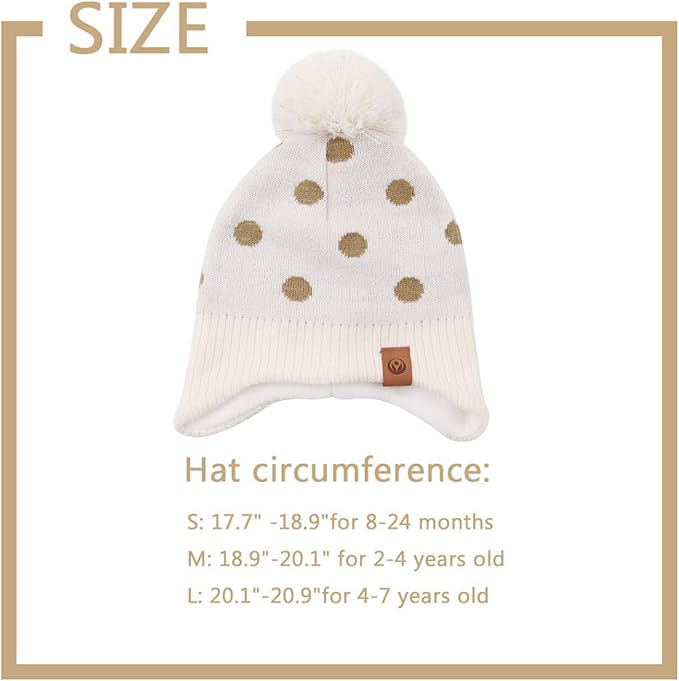 JANGANNSA Knitted Baby Hat Scarf Set Winter Warm Boys Girls Beanie Fleece Lining Toddler Kids Hats with Pompom
