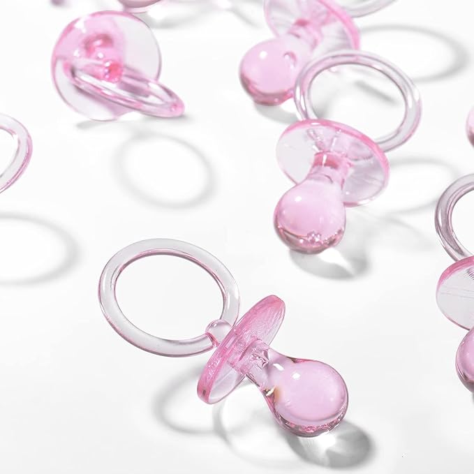 72 Pcs Baby Shower Pacifiers, 2.75’’ Plastic Pacifiers for Baby Shower Game, Baby Shower Decoration DIY, Gender Reveal Party Table Scatter/Baby Shower Party Favors, Pink Pacifiers Baby Shower