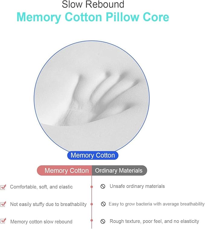 Baby Pillow,Cute Cartoon Bear Soft and Cozy Shaping Pillow, Breathable Bedding Set for Infants for Small Boys and Girls Prevent Flat Head