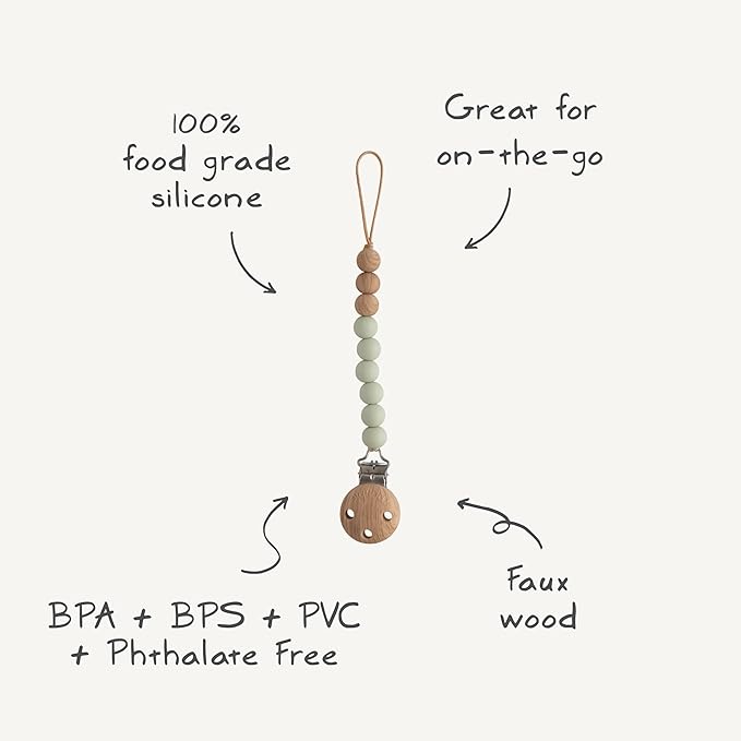 mushie 100% Silicone Baby Pacifier Clip BPA Free | Eva (Dried Thyme)