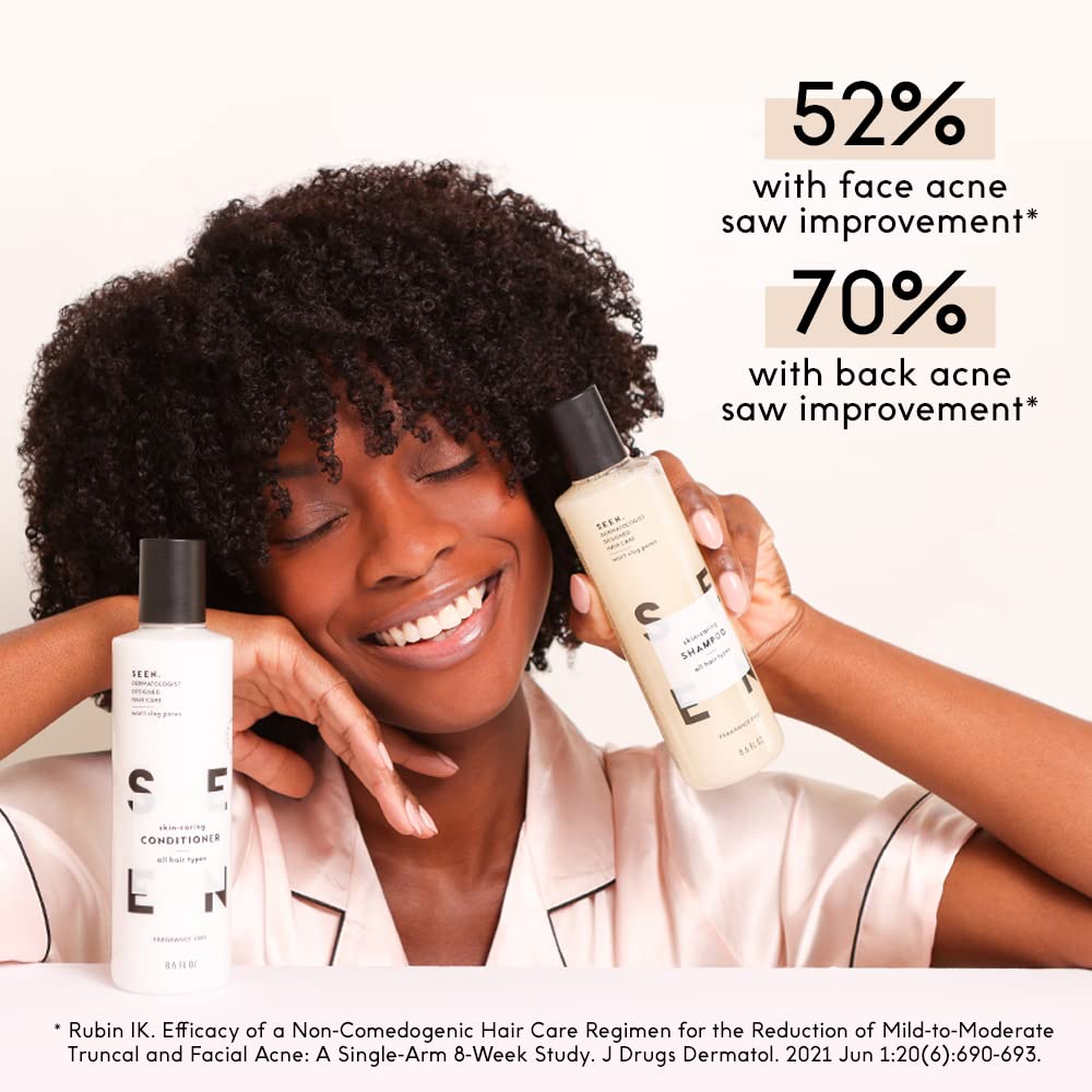 SEEN Travel Trio, Fragrance Free - Non-Comedogenic & Sulfate-Free Blow-Out Hair Cream, Shampoo & Conditioner Set- Reduces Frizz- Heat Protectant- Safe for Sensitive & Eczema Prone Skin