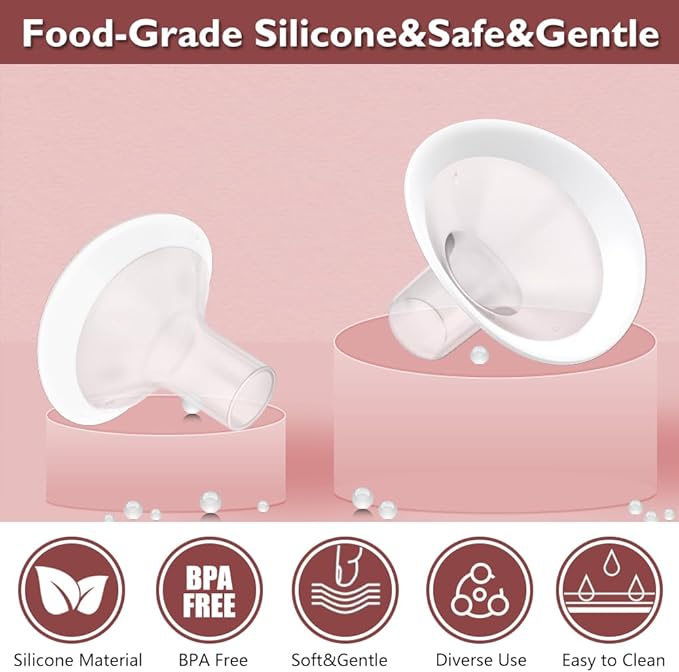 2pcs 27mm Soft Rim Flanges with 106 Degree Wider Opening Angle for Medela Breast Pump, PersonalFit, Freestyle, Maxflow, Freestyle Flex Swing Maxi Connector
