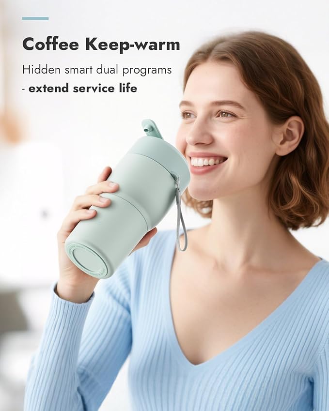 Papablic Pro Portable Bottle Warmer — 115W Fastest Heating, Built-in Sterilizer, 8 Feeds per Charge, 5 Temp Settings + Keep Warm, for Breastmilk & Formula, Mint Green