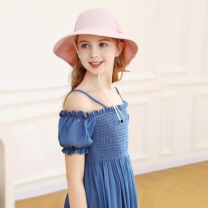XIAOHAWANG Girls Sun Hat Baby Beach Hats Boys UPF 50+ Kids Summer Protection Cap Toddler Breathable Caps Wide Brim Neck Flap