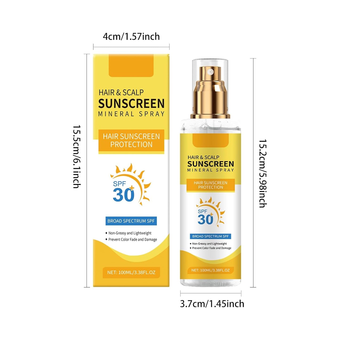 2PCS Ultimate Hair & Scalp Sunscreen Spray SPF 30, UV Protection for Scalp and Hair, Lightweight Breathable, Beach & Pool Essentials, for All Hair Colors and Types