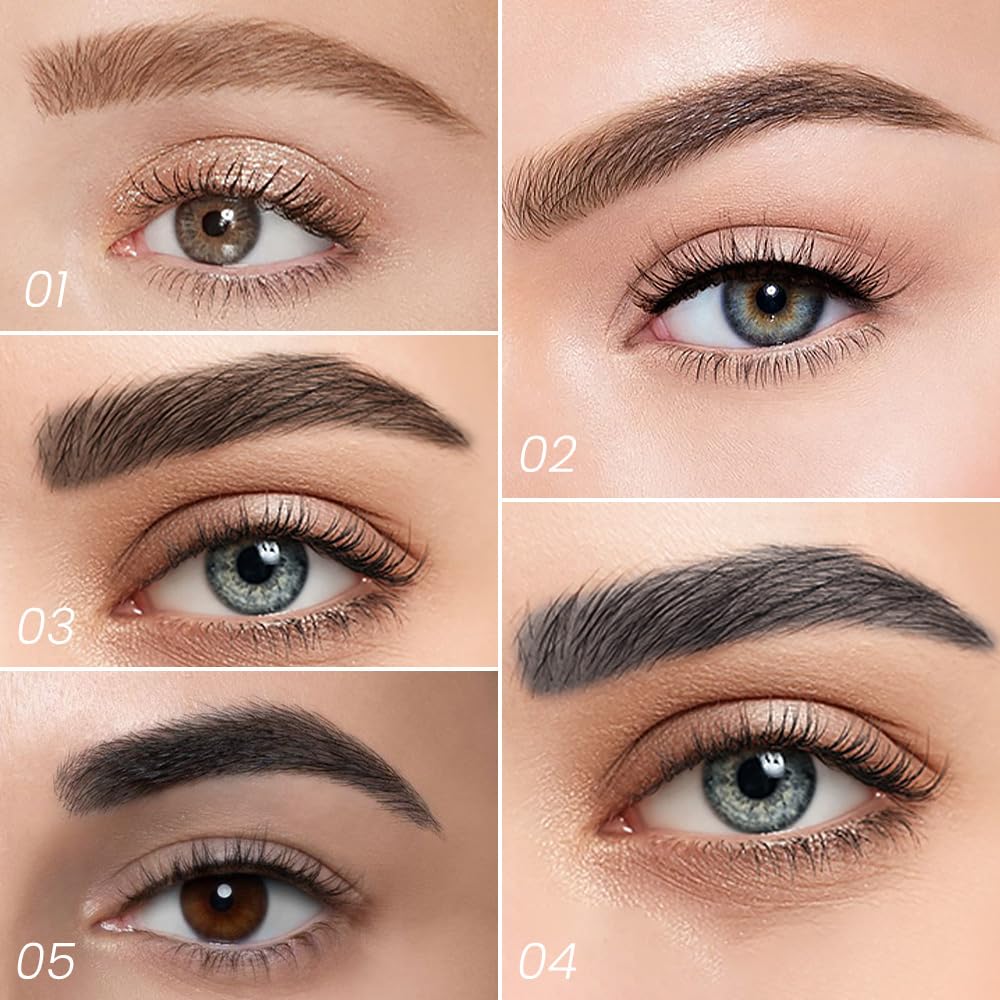 Kaely 2Pcs Eyebrow Pencils for Women, 4 Tip Magical Precise Waterproof Brow Pen, Microblading Eyebrow Contouring Pen, lapiz de cejas 3d Eye Brow Gel, 24h Smudge Proof,03 Black Brown