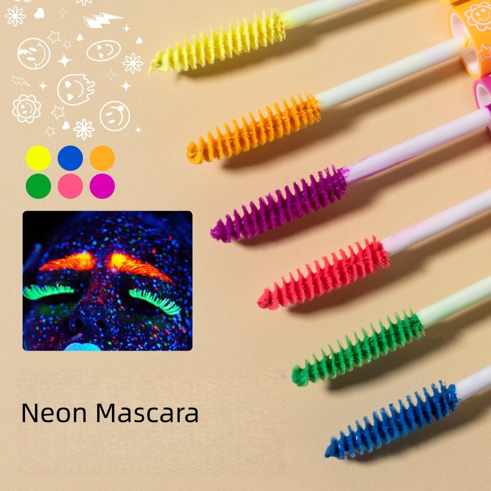 6 Colors Fluorescent Mascara, Glow Colored Mascara, Parties, Weddings, Stage Use, Party Night, Halloween Christmas Parties, High Pigmented, Apply to Eyelashes/Eyebrows/Hair (Blue)
