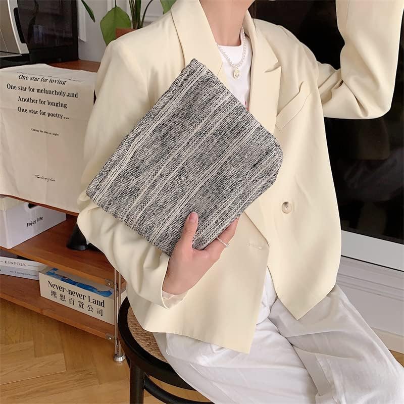 Makeup Bags for Purse Zipper Cosmetic Pouch Large Travel Canvas Make Up Organizer Tool Pouch for Women and Girls,Ripple Grey