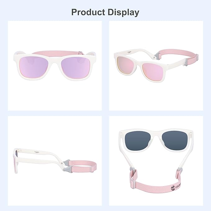 COCOSAND Flexible Baby Sunglasses with Strap Polarized UV Protection for Toddler Infant Newborn Boy Girl Age 0-24 Months
