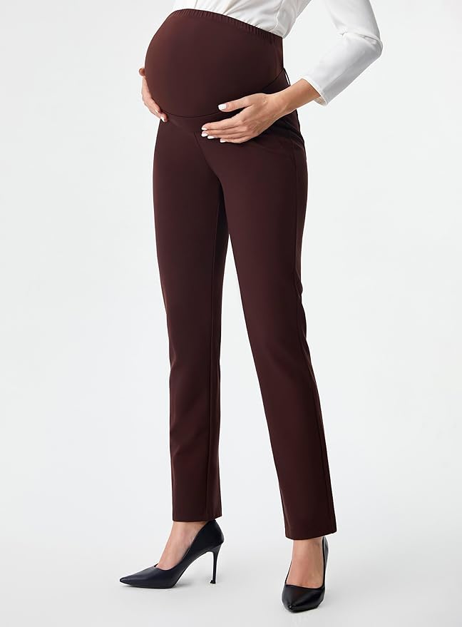 AFITNE Maternity Pants for Work Over The Belly Straight Leg Dress Slacks Strethy Pregnancy Office Casual Yoga Pants