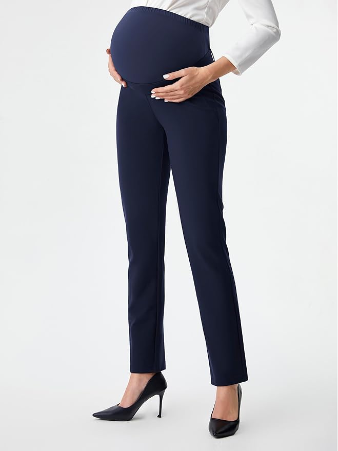AFITNE Maternity Pants for Work Over The Belly Straight Leg Dress Slacks Strethy Pregnancy Office Casual Yoga Pants