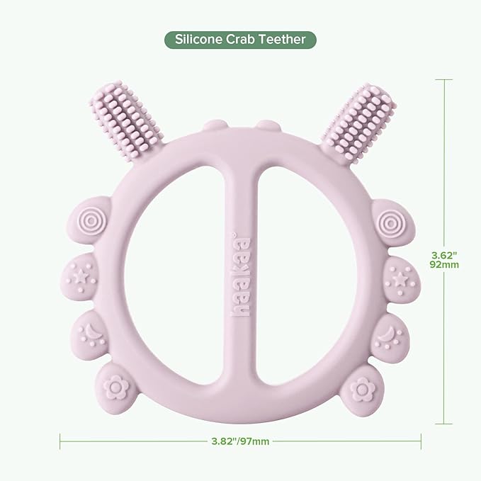 Haakaa Silicone Crab Baby Teether,Baby Toys,360ยฐBaby Toothbrush Head for Infant Self-Brushing Training,Food-Grade Silicone,Lavender